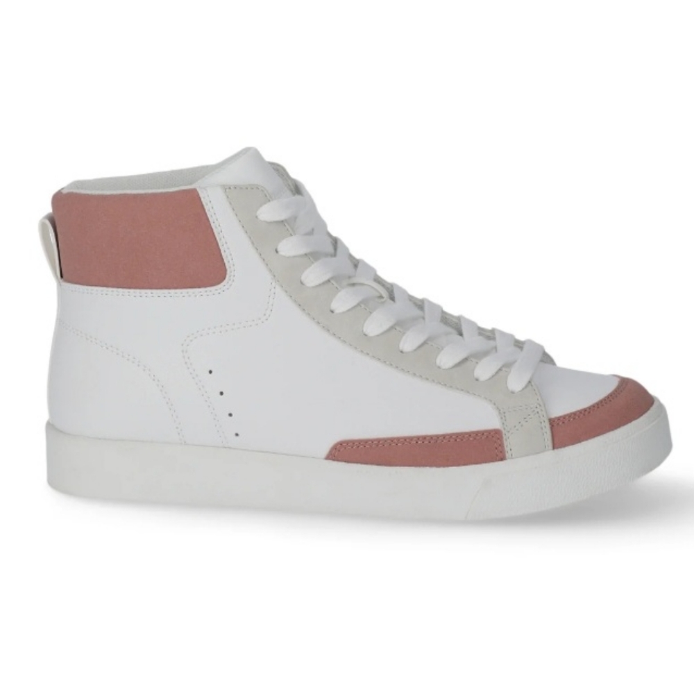 Women's White and Pink High-Top Sneakers